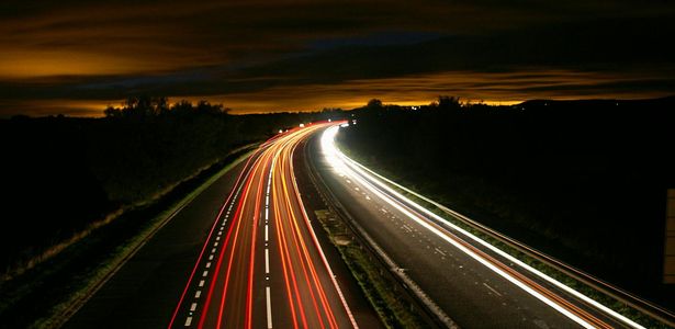 Dynamic light trails in a dark room